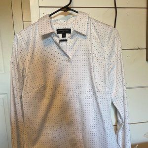 Banana Republic white polka dot button down shirt